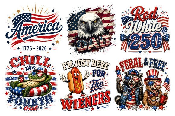 4th of July PNG Bundle Patriotic PNG: Bold Graphics for Independence Day