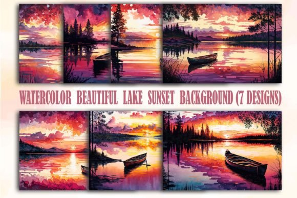 Beautiful Lake Sunset Backgrounds for Creative Design
