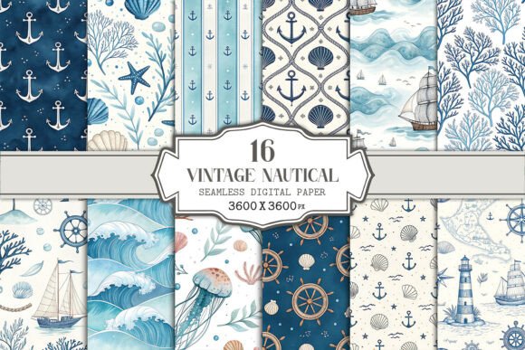 Capturing Coastal Charm: The Vintage Nautical Seamless Pattern Bundle
