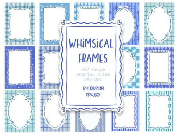 Charming Blue Whimsical Frames for Creative Projects