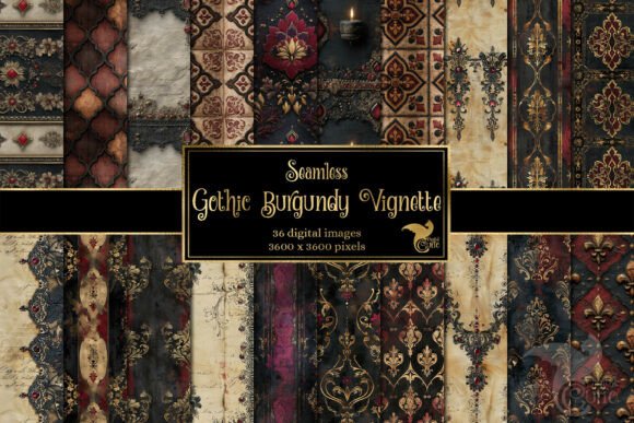 Gothic Burgundy Vignette: Dark Elegance for Your Designs