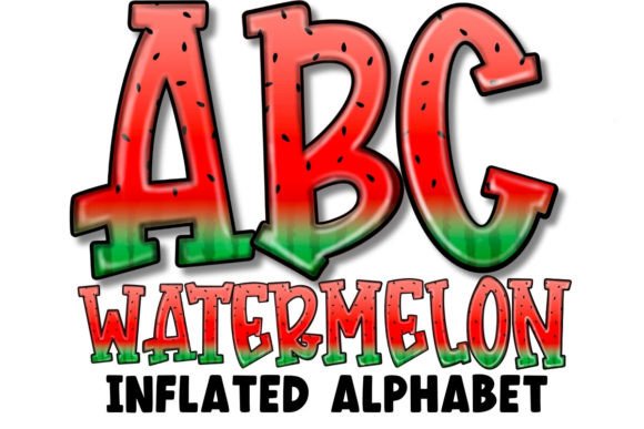 Inflated 3D Watermelon Alphabet PNG Set: A Juicy Design Asset