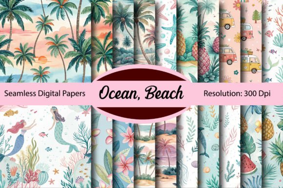 Ocean, Beach Seamless Digital Paper: A Designer's Coastal Asset