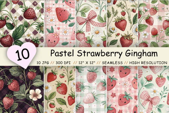 Pastel Strawberry Gingham: Sweet Summer Design Essentials