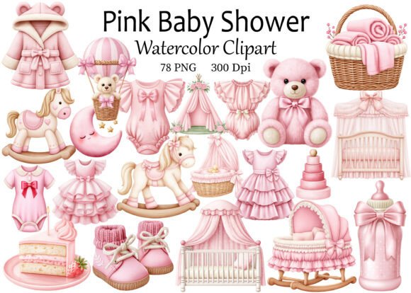 Pink Baby Shower Clipart Watercolor: Design Guide