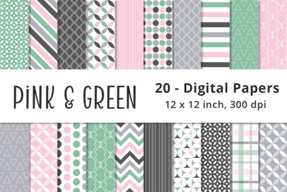 Styling with Pink and Green Digital Paper Backgrounds