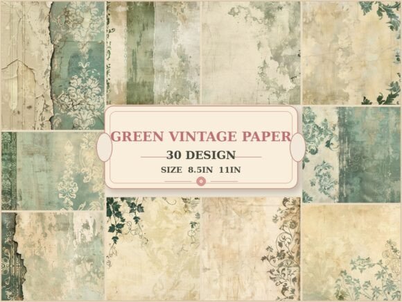 Timeless Textures: Using Vintage Green Grunge Digital Paper