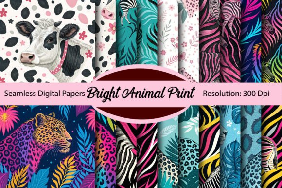 Unleash Your Creative Roar with Bright Animal Print Digital Paper