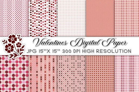 Valentines Digital Paper: 15 Premium Backgrounds for Your Projects