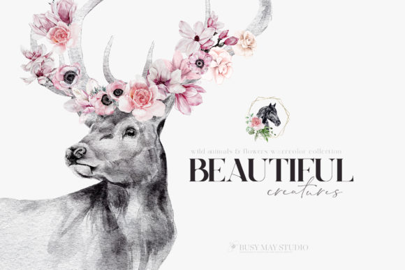 Watercolor Animal Portraits and Flowers: A Complete Design Collection