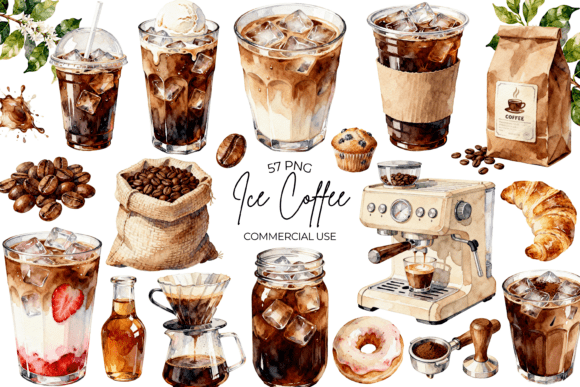 Watercolor Ice Coffee Clipart Aesthetic: A Creative Toolkit
