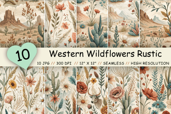 Western Wildflowers Rustic Digital Paper: Your Creative Toolkit