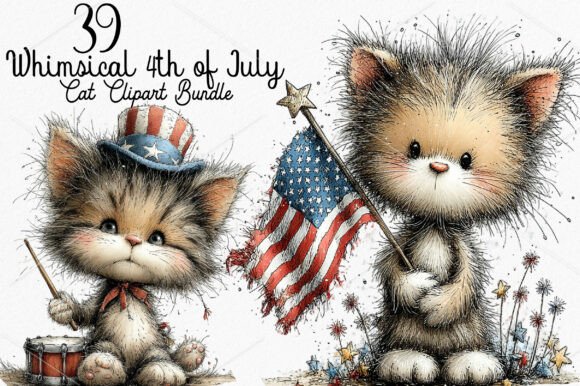 Whimsical 4th of July Cat Clipart Bundle: A Designer's Guide to Festive Felines