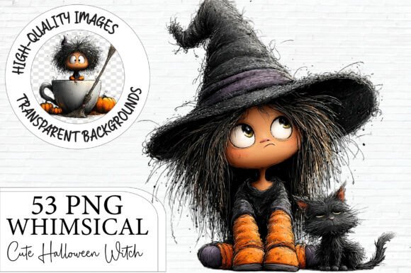 Whimsical Cute Halloween Witch Clipart: A Designer's Take