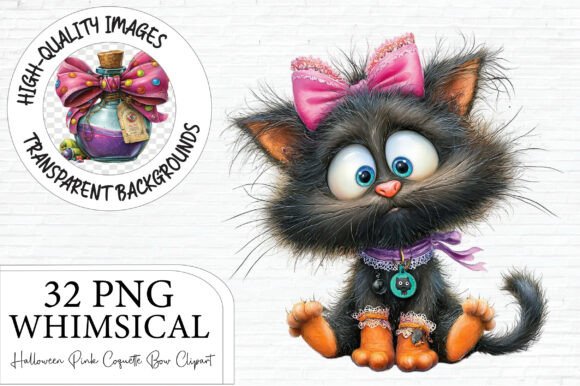 Whimsical Halloween Pink Coquette Bow: A Sweet & Spooky Design Asset